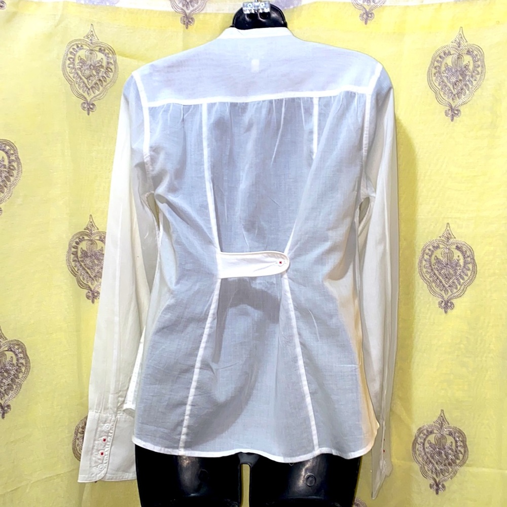 CREW CLOTHING COMPANY WHITE BUTTON DOWN SHIRT SZ 10 REAR TAB/YOKE